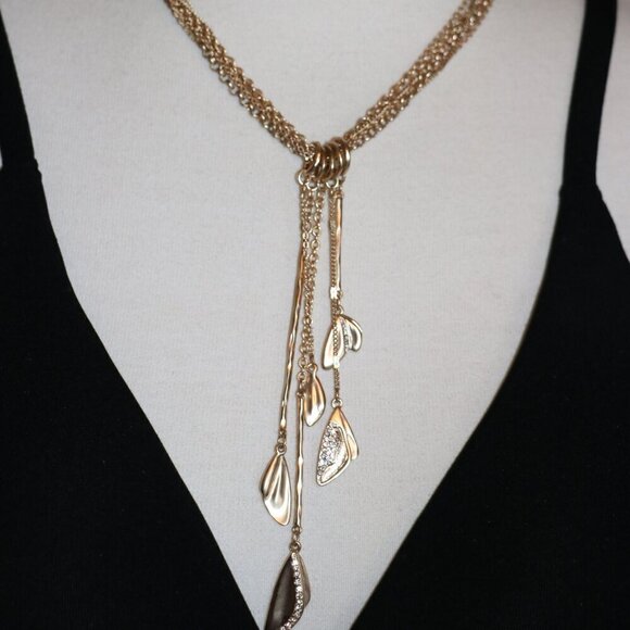 White House Black Market Jewelry - White House Black Market Gold Toned Five Strand Y Drop Style Necklace